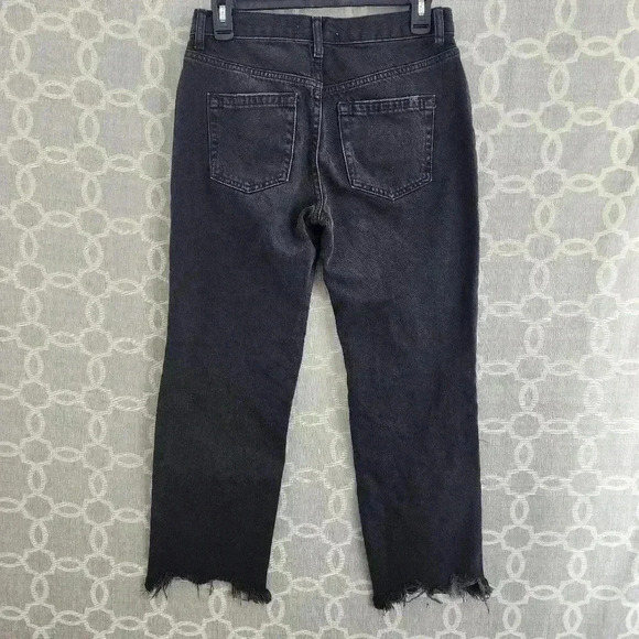 Free People We the free Button Fly Distressed Raw hem Black Straight Leg Women's - Picture 2 of 9